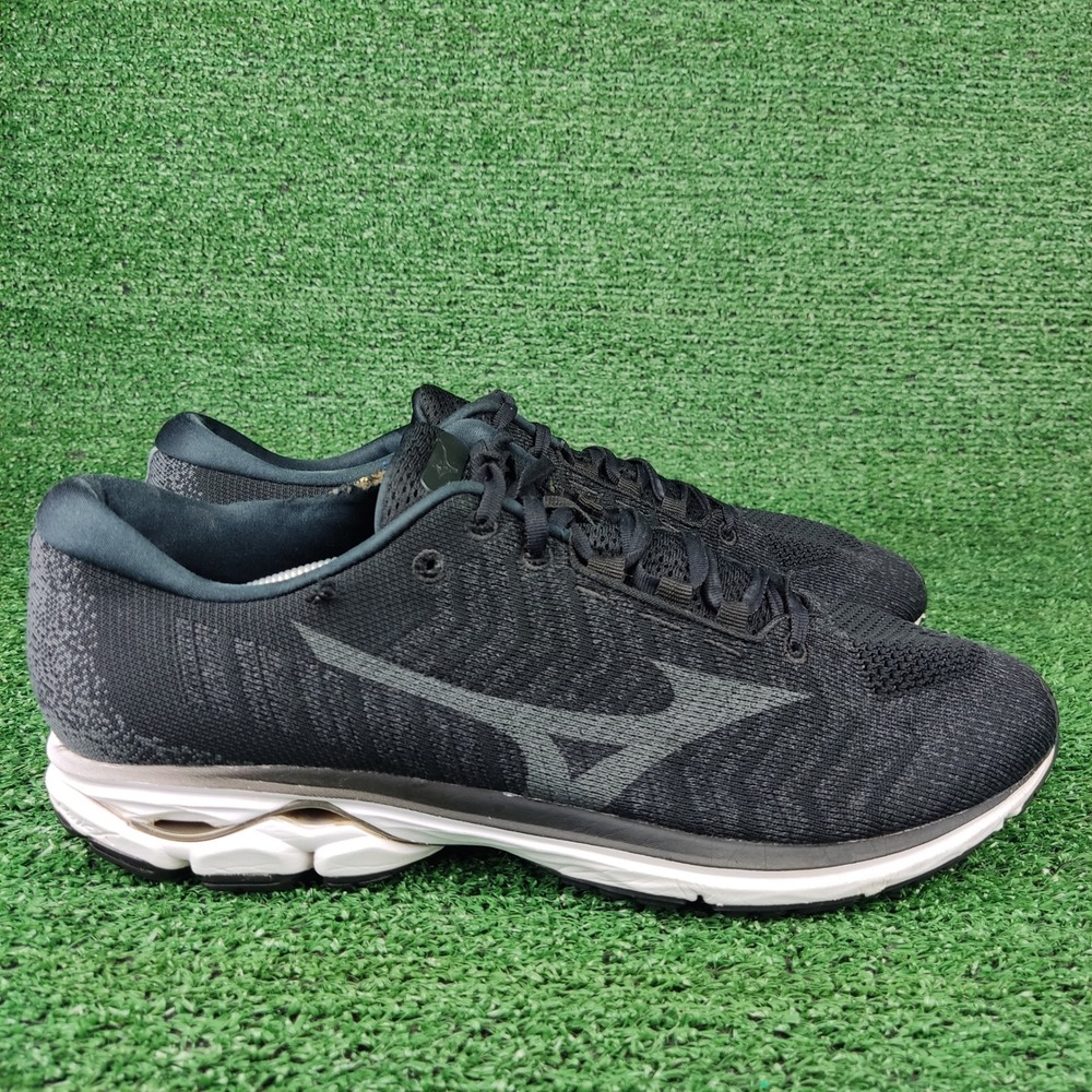 Mizuno Running Shoes Mens 12.5 Black Wave Rider 23 Knit J1GC192909 Athletic
